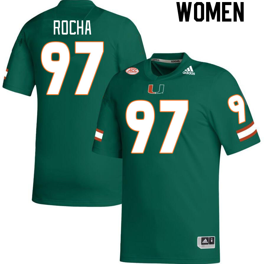 Women #97 Will Rocha Miami Hurricanes College Football Jerseys Stitched-Green